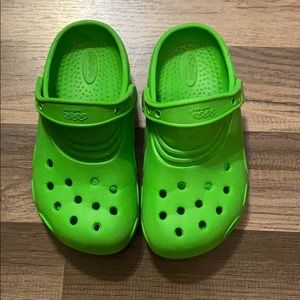 Neon Green Jibbitz Crocs Size 1/2 Juniors Sandals